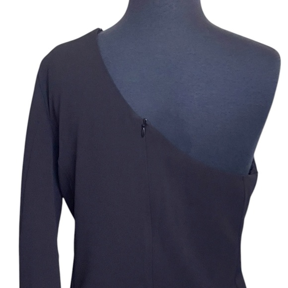 Banana Republic Petite Black One Shoulder One Sleeve Dress Sz 8 Wide Sleeve NWT - Picture 11 of 16